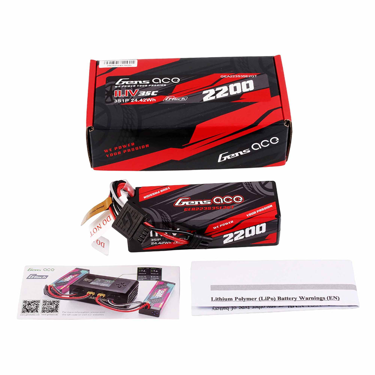 11.1V 2200mAh 3S 35C Hardcase G-Tech LiPo Battery: IC2