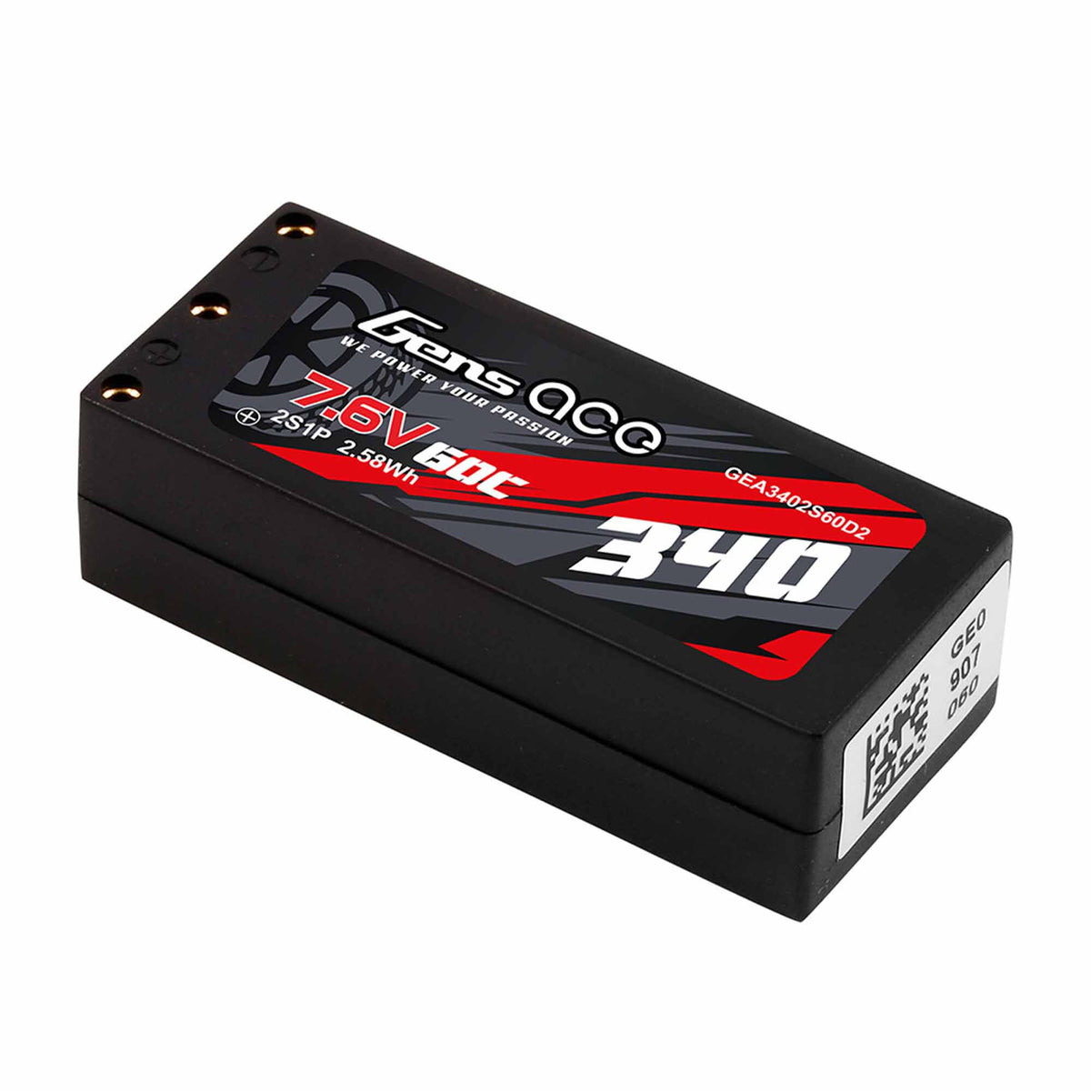7.6V 340mAh 2S 60C Hardcase G-Tech LIHV Battery: XT60