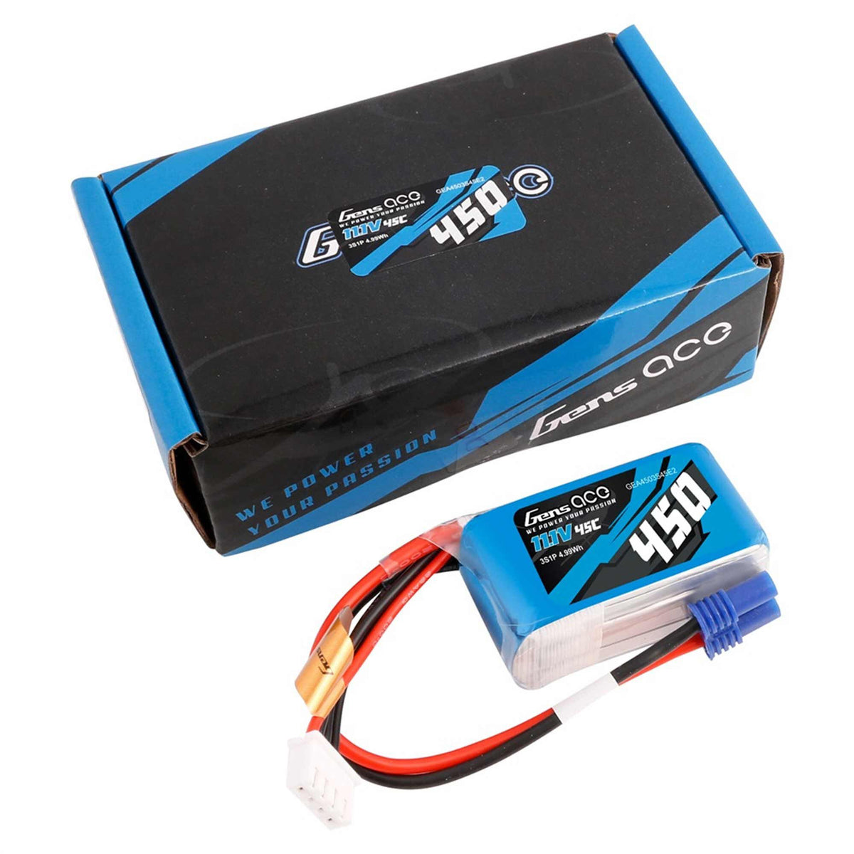 11.1V 450mAh 3S 45C LiPo Battery: EC2