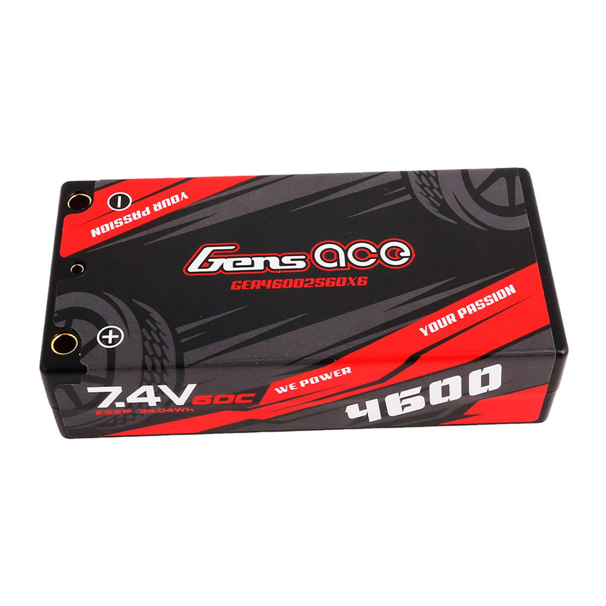 7.4V 4600mAh 2S 60C Shorty Hardcase LiPo Battery: 4mm Tubes