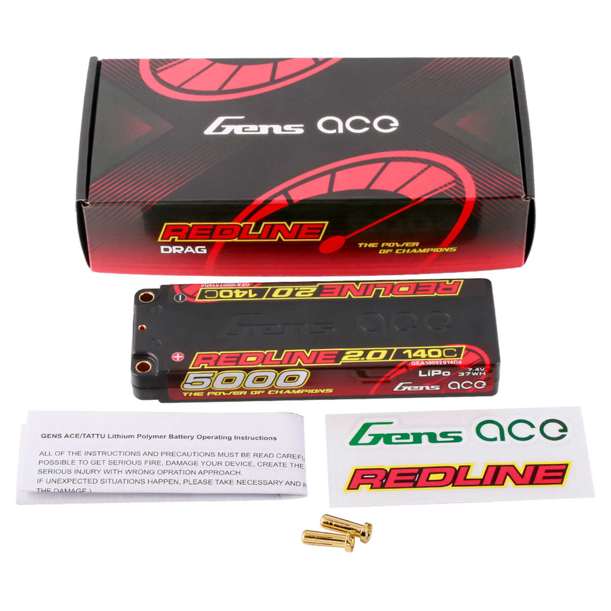 7.6V 5000mAh 2S 140C Hardcase LiHV Battery: 5mm Tubes