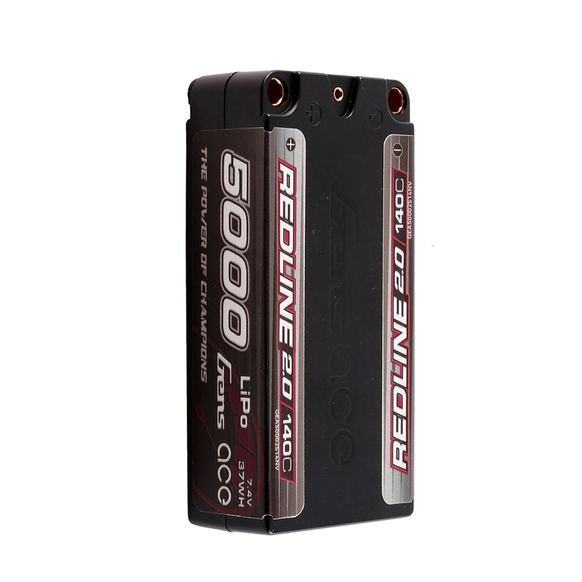 Redline 2.0 Series 7.4V 5000mAh 2S 140C Hardcase Shorty LiPo Battery, 5.0 Bullet