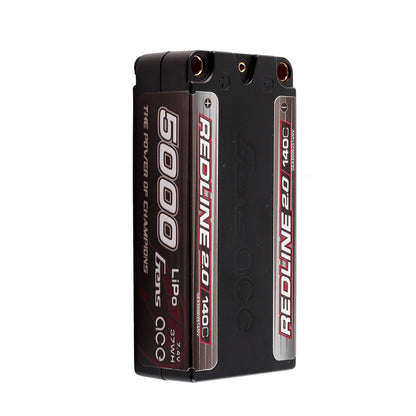 Redline 2.0 Series 7.4V 5000mAh 2S 140C Hardcase Shorty LiPo Battery, 5.0 Bullet