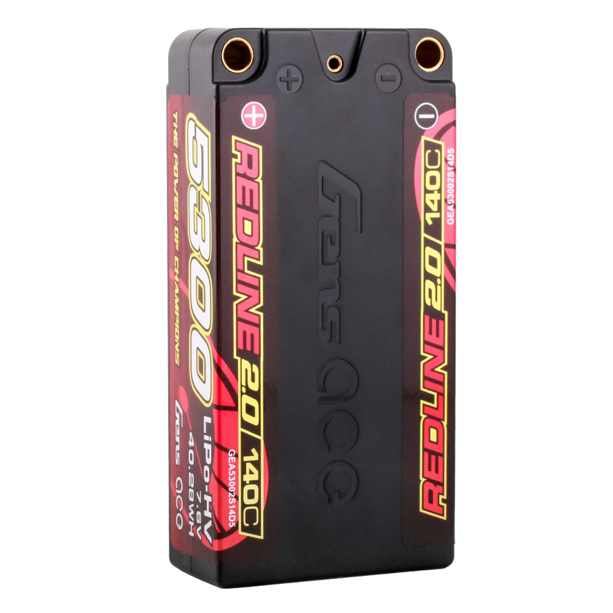 7.6V 5300mAh 2S 140C Shorty Hardcase LiHV Battery: 5mm Tubes