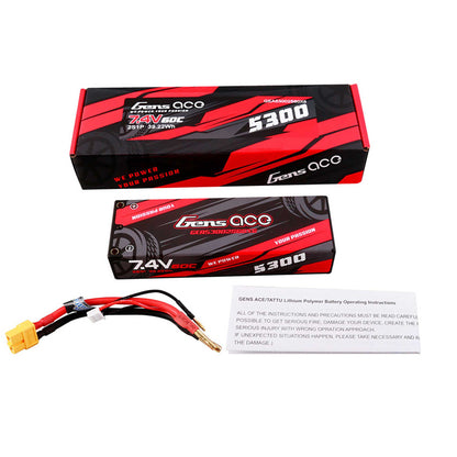 7.4V 5300mAh 2S 60C Hardcase Lipo Battery: XT60