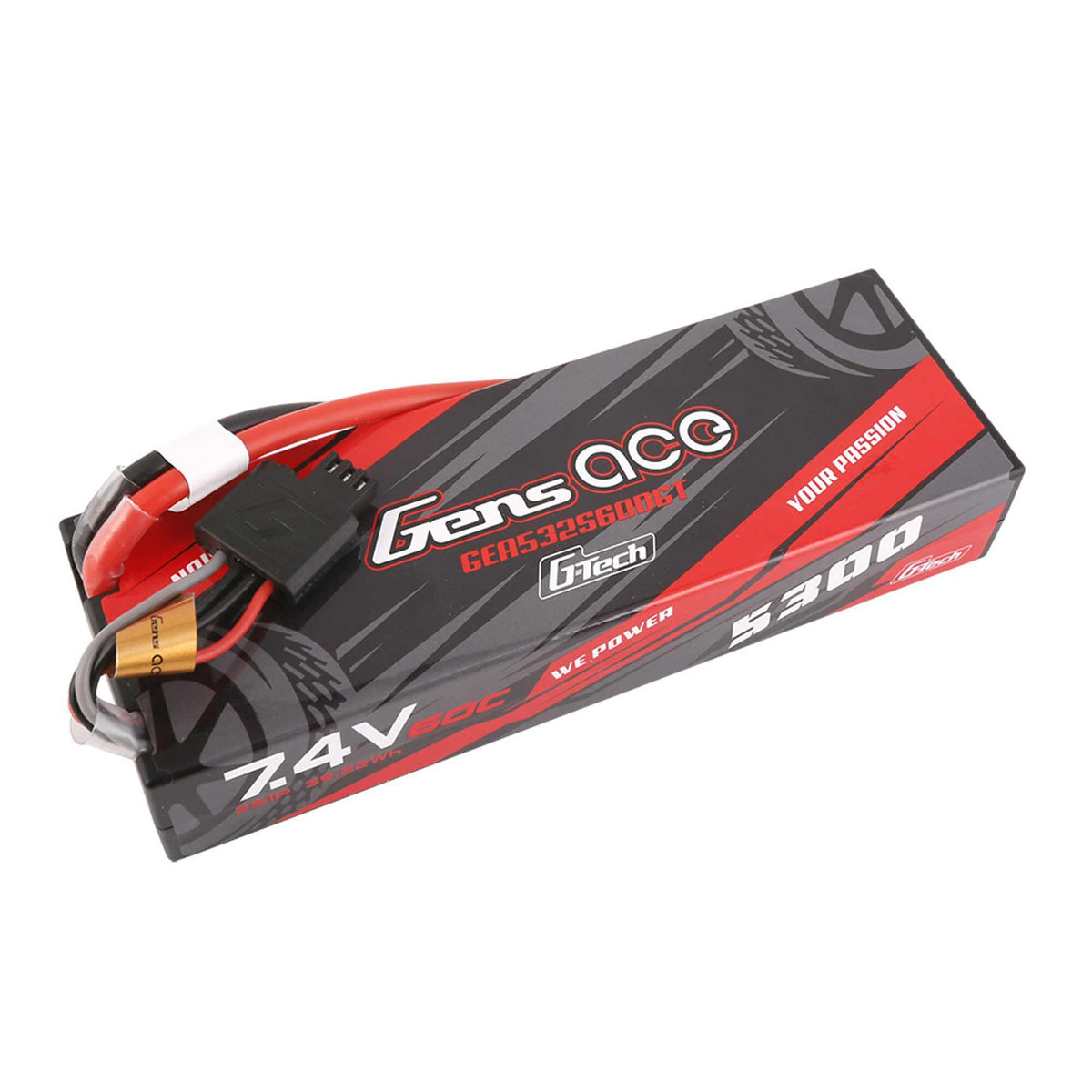7.4V 5300mAh 2S 60C G-Tech Smart Hardcase LiPo Battery: Deans
