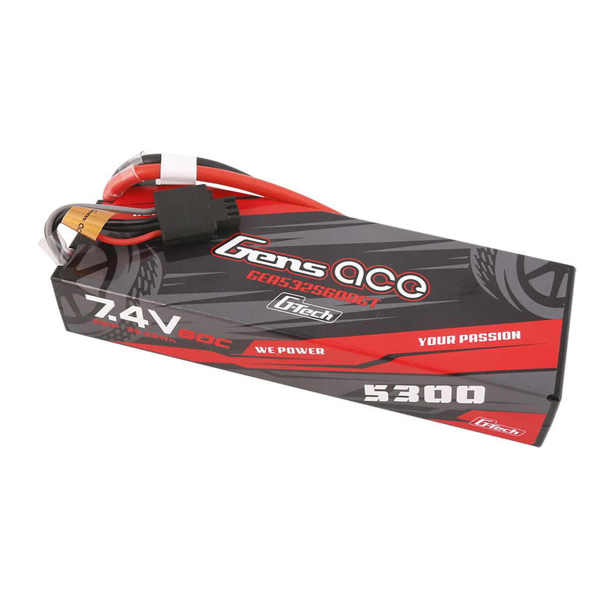 7.4V 5300mAh 2S 60C G-Tech Smart Hardcase LiPo Battery: Deans