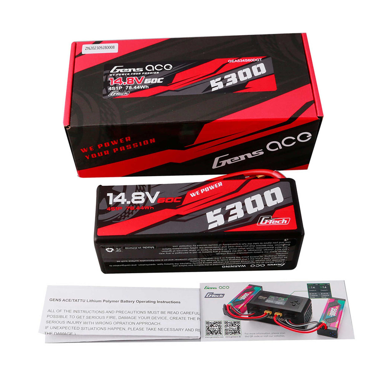 14.8V 5300mAh 4S 60C G-Tech Smart Hardcase LiPo Battery: Deans