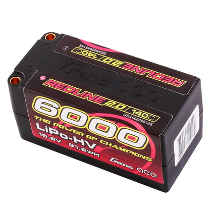 15.2V 6000mAh 4S 140C Shorty Hardcase LiHV Battery: 5mm Tubes