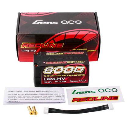 15.2V 6000mAh 4S 140C Shorty Hardcase LiHV Battery: 5mm Tubes