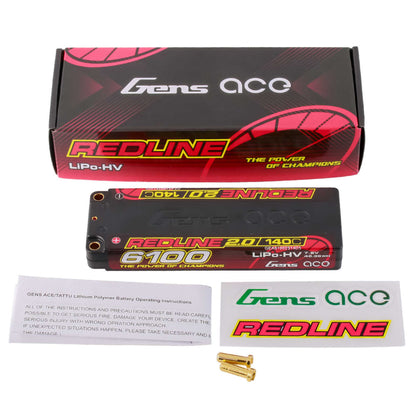 7.6V 6100mAh 2S 140C Hardcase LiHV Battery: 5mm Tubes
