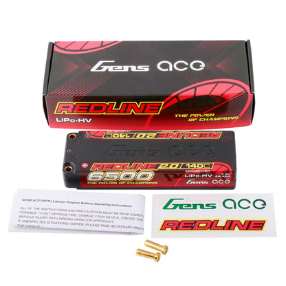 7.6V 6500mAh 2S 140C Hardcase LiHV Battery: 5mm Tubes