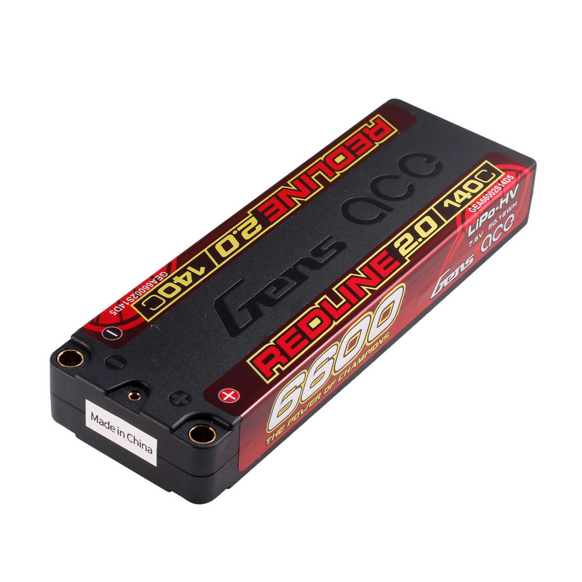 7.6V 6600mAh 2S 140C Redline 2.0 LiHV Hardcase Battery: 5.0mm Bullet