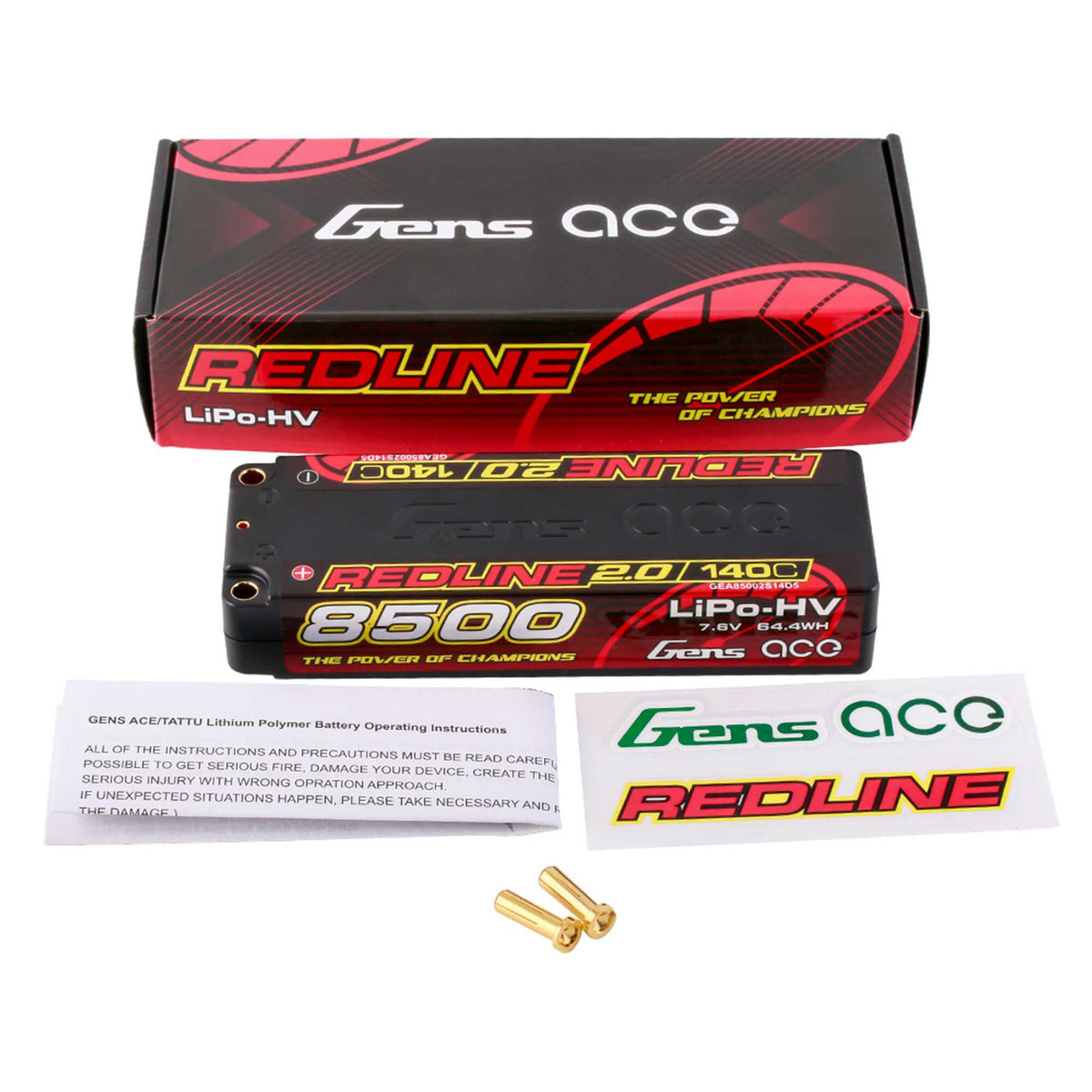7.6V 8500mAh 2S 140C Hardcase LiHV Battery: 5mm Tubes