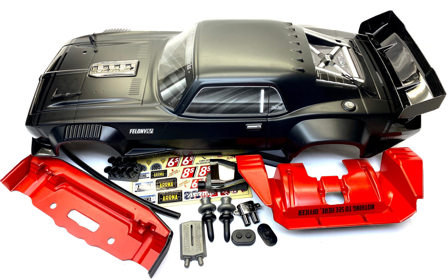 Arrma FELONY 6s - Body Shell (BLACK Resto-Mod muscle Street Bash cover ARA7617V2