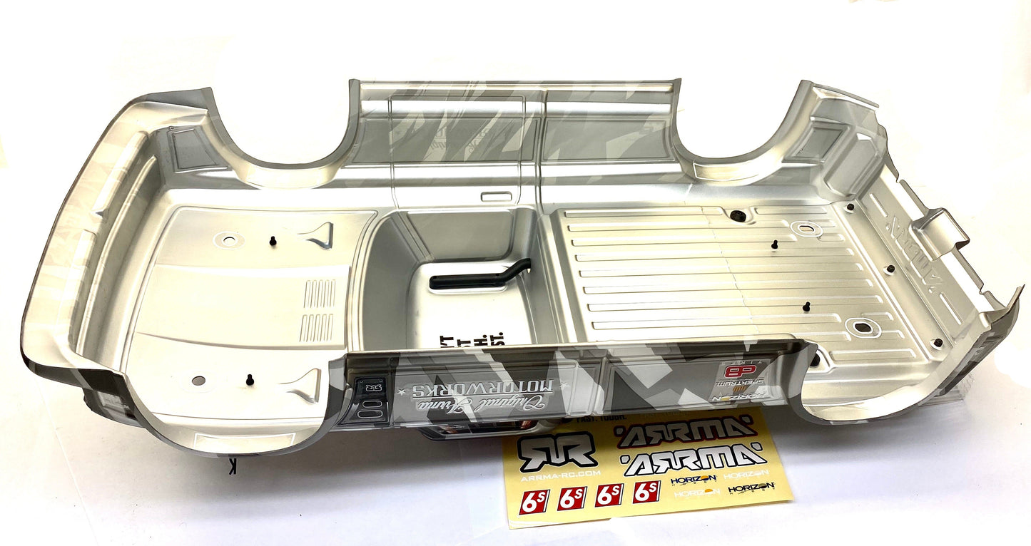 Arrma INFRACTION 6s - Body Shell (SILVER painted roll cage Street Bash ARA7615V2