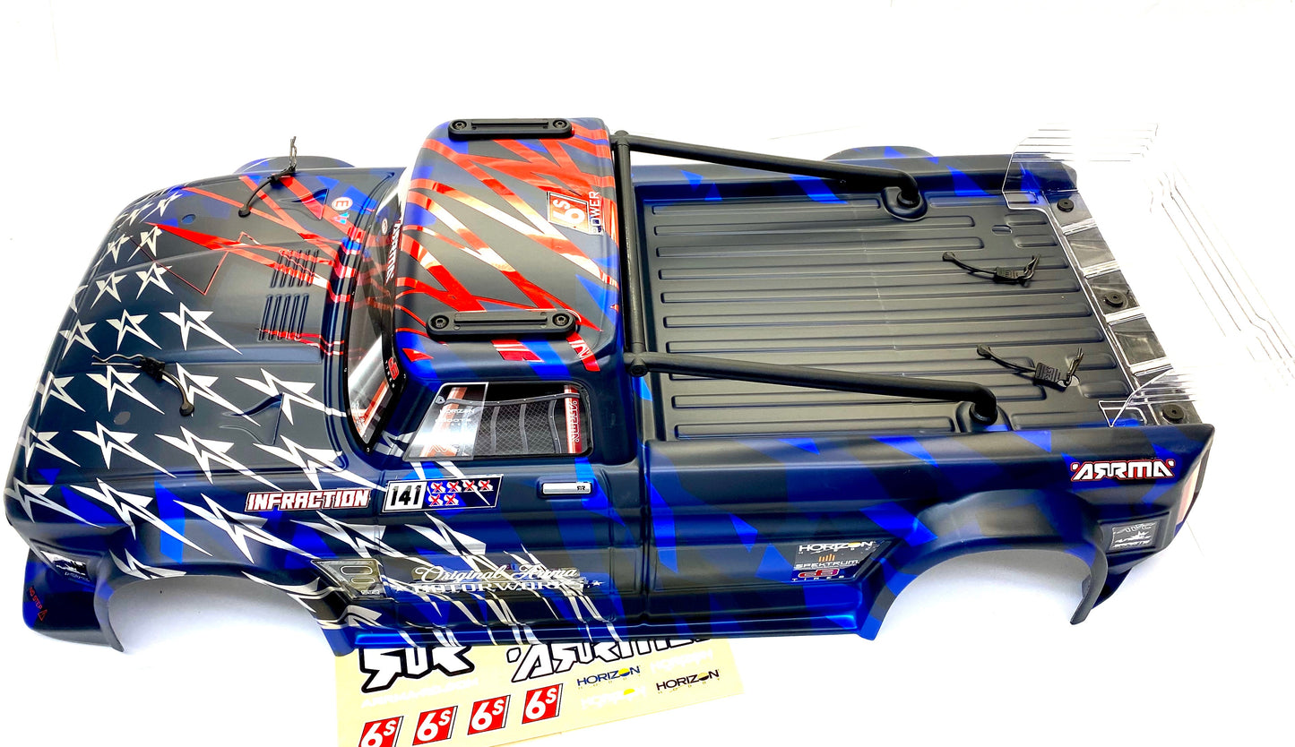 Arrma INFRACTION 6s - Body Shell (BLUE painted, roll cage Street Bash ARA7615V2