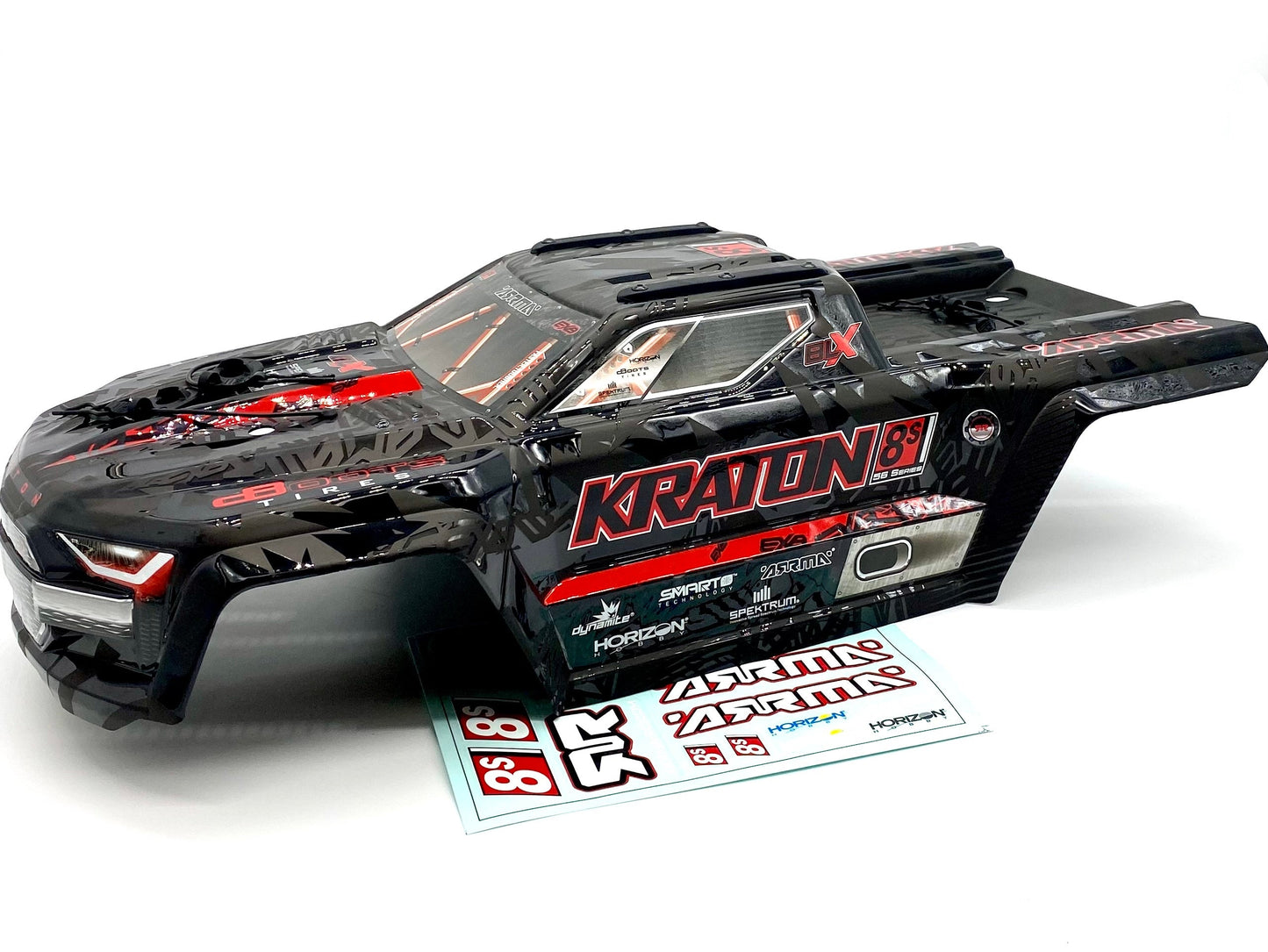 KRATON 8S EXB - Body Shell (V2 Black polycarbonate cover & Body Pins Arrma ARA5808V2