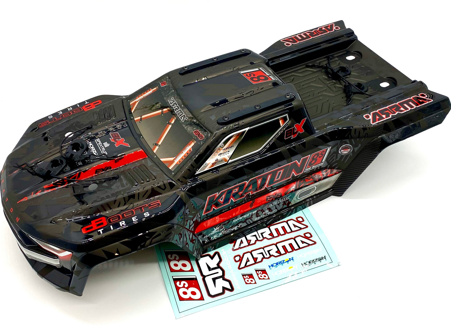 KRATON 8S EXB - Body Shell (V2 Black polycarbonate cover & Body Pins Arrma ARA5808V2