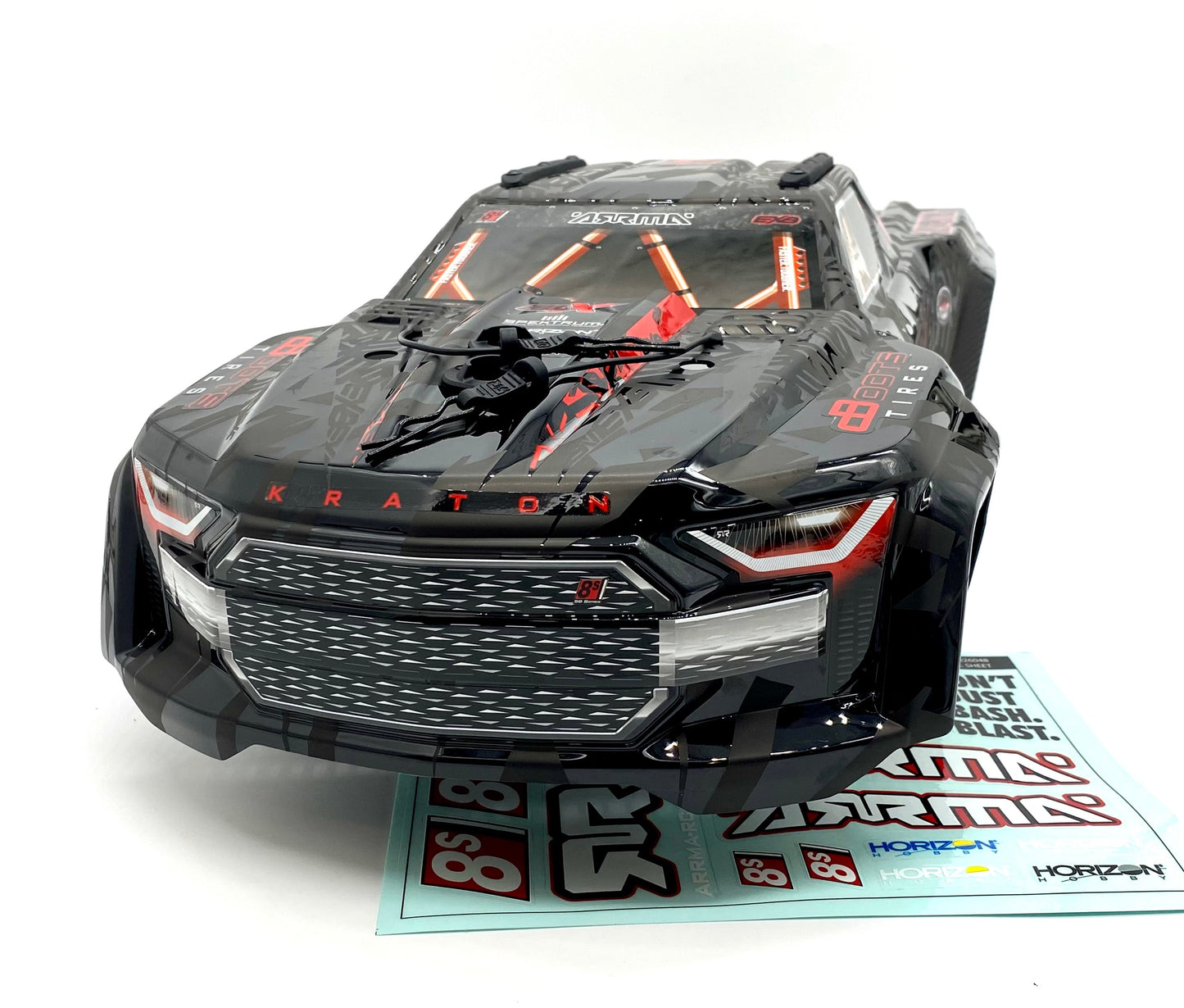 KRATON 8S EXB - Body Shell (V2 Black polycarbonate cover & Body Pins Arrma ARA5808V2