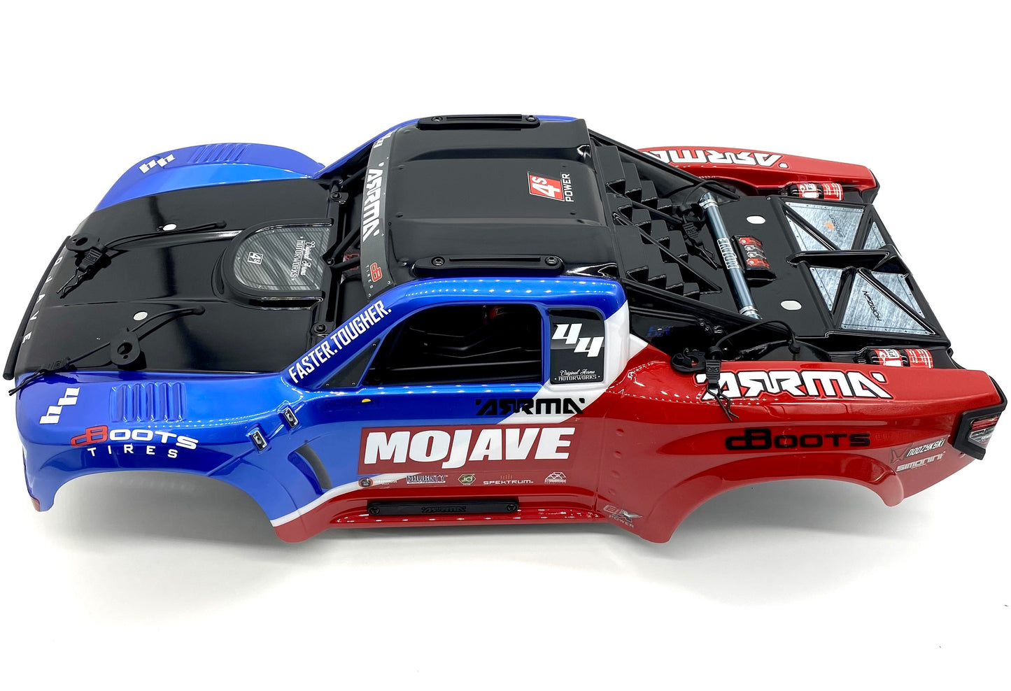 Arrma Mojave 4s 4x4 - Body Shell BLUE/RED w/interior, cage and clips ARA4404