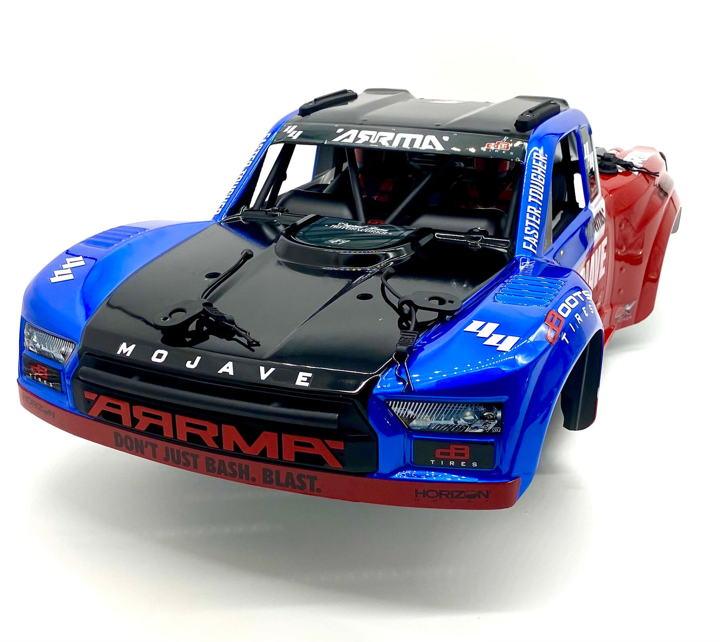 Arrma Mojave 4s 4x4 - Body Shell BLUE/RED w/interior, cage and clips ARA4404