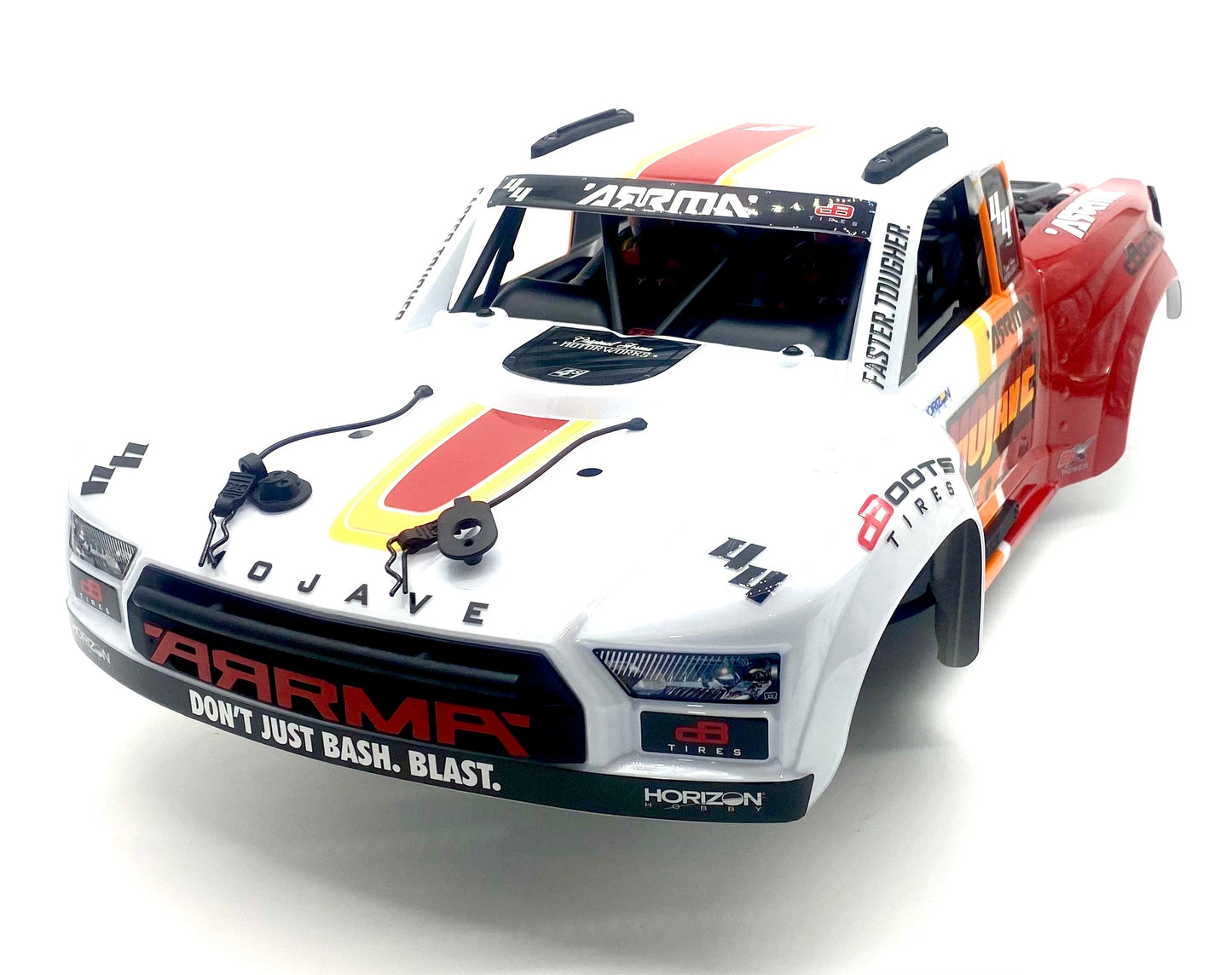 Arrma Mojave 4s 4x4 - Body Shell RED/WHITE w/interior, cage and clips ARA4404