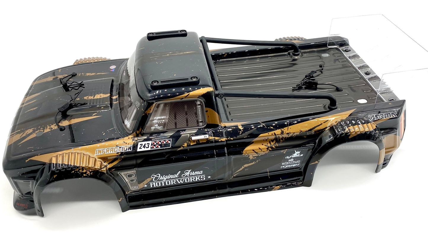 Arrma INFRACTION 4x4 3s BLX - Body Shell (BLACK/GOLD painted decaled trimmed ARA4315V3