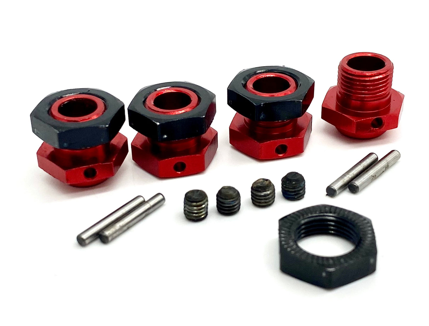 Arrma LIMITLESS 120 8s - 17mm Hex Hubs, red w/black nuts ARA7816