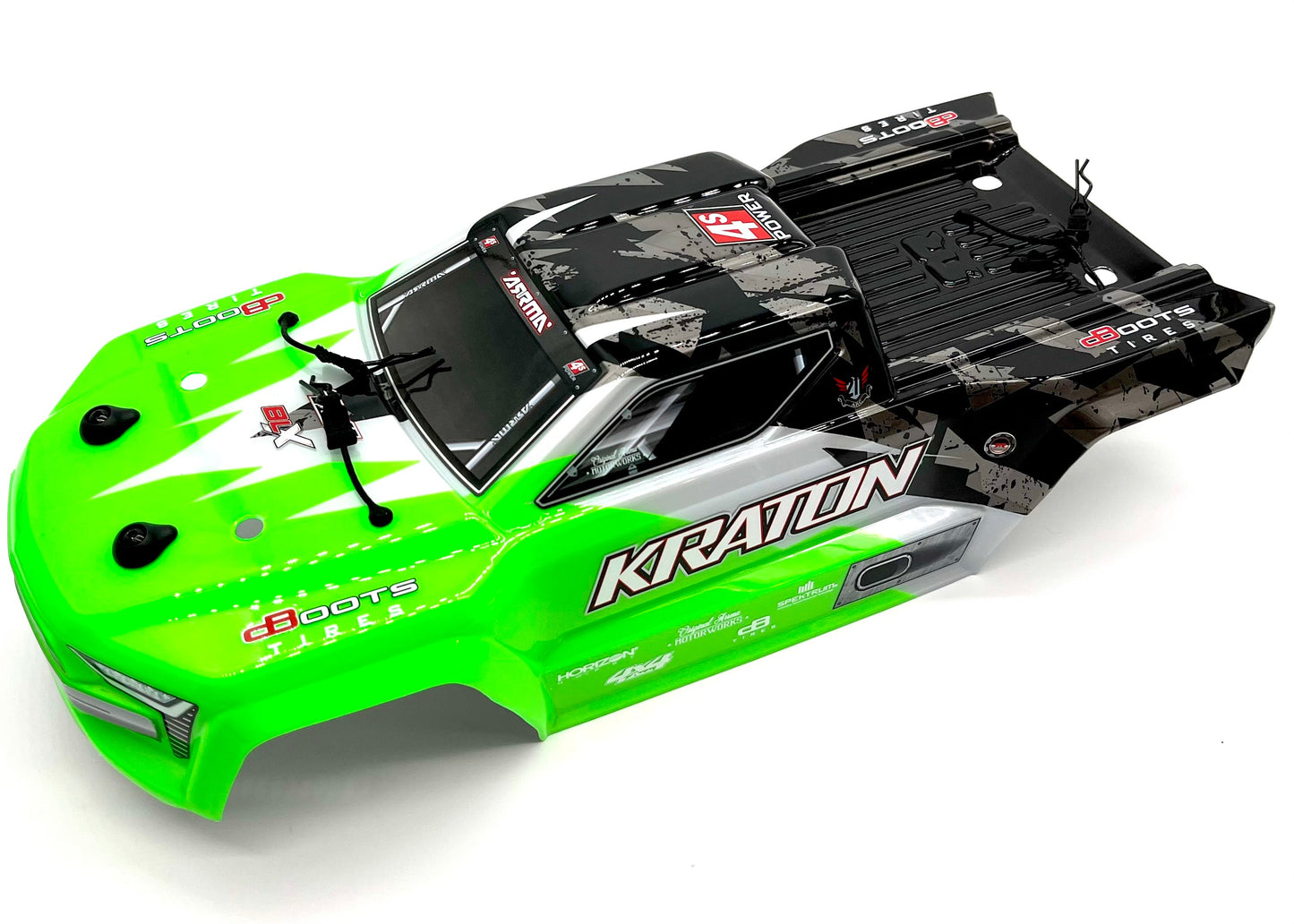 Arrma KRATON 4s 4x4 - Body Shell GREEN polycarbonate cover, body pins ARA4408V2
