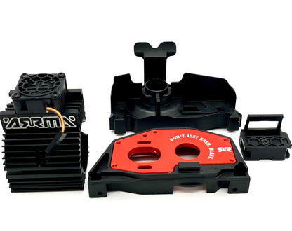 Arrma KRATON 4s 4x4 - Aluminum Motor Mount Set, T3/T4 heatsink, fan ARA4408V2