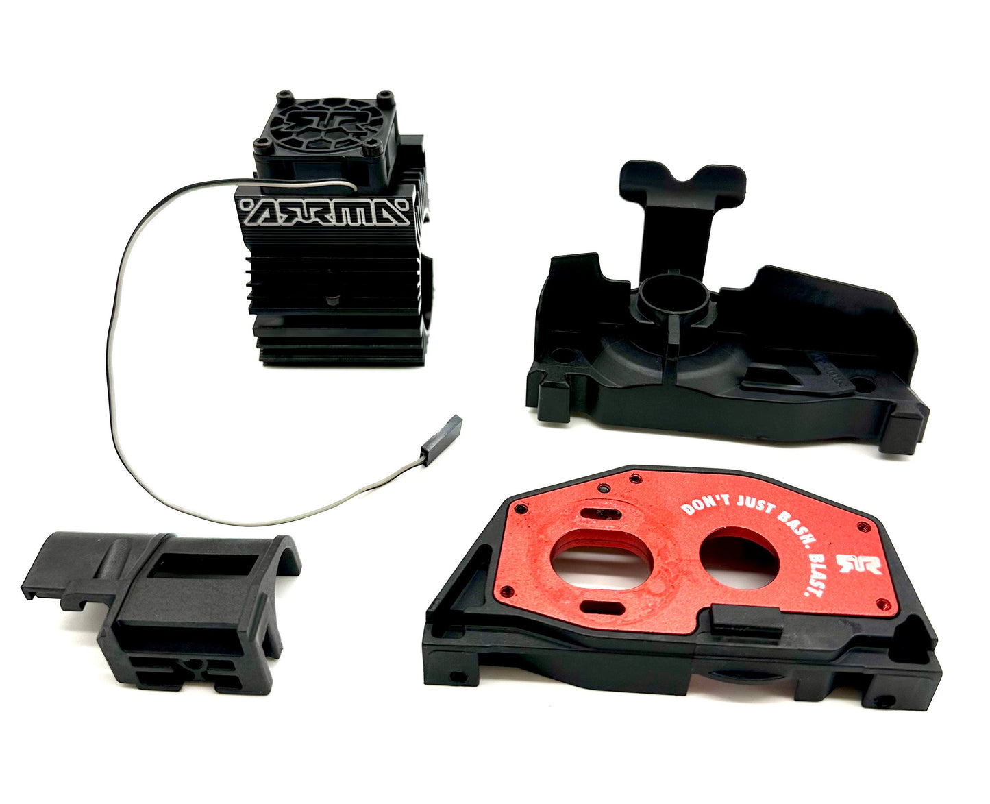 Arrma Vorteks 4x4 223s - Aluminum Red Mount Motor Fan (center diff version) ARA4305V4