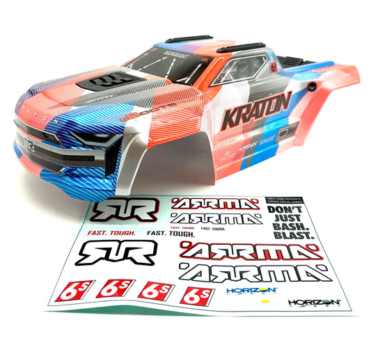Arrma KRATON 6s V6 BLX - Body Shell (ORANGE Blue cover clipless assembly ARA8608V6
