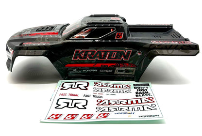 Arrma Kraton 6s EXB - BODY SHELL, Black/Red polycarbonate cover clipless ARA8708V6