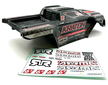 Arrma Kraton 6s EXB - BODY SHELL, Black/Red polycarbonate cover clipless ARA8708V6