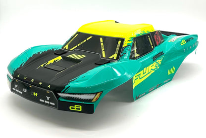 Arrma FURY 223s 2wd - Body Shell (GREEN/yellow/teal 1/10 FURY Painted Decaled Trimmed Body Set ARA3521T2