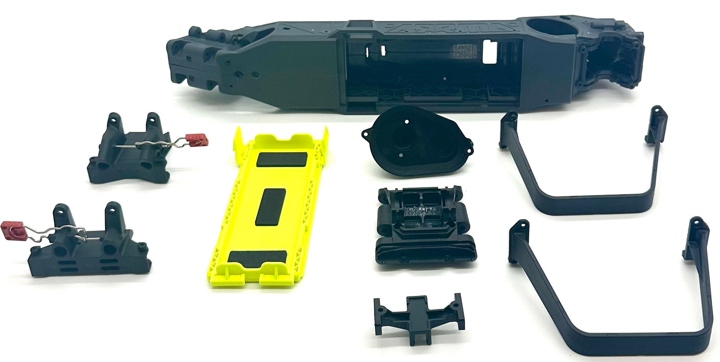 Arrma FURY 223S 2wd - Chassis (Fluoro Yellow LWB right left halves mega ARA3521T2