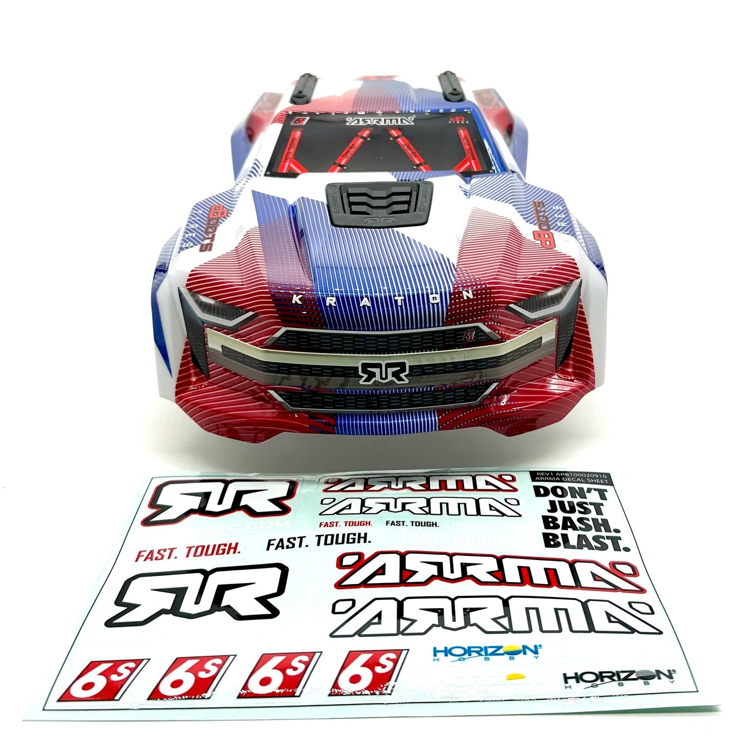 Arrma KRATON 6s V6 BLX - Body Shell (Red White Blue cover clipless ARA8608V6