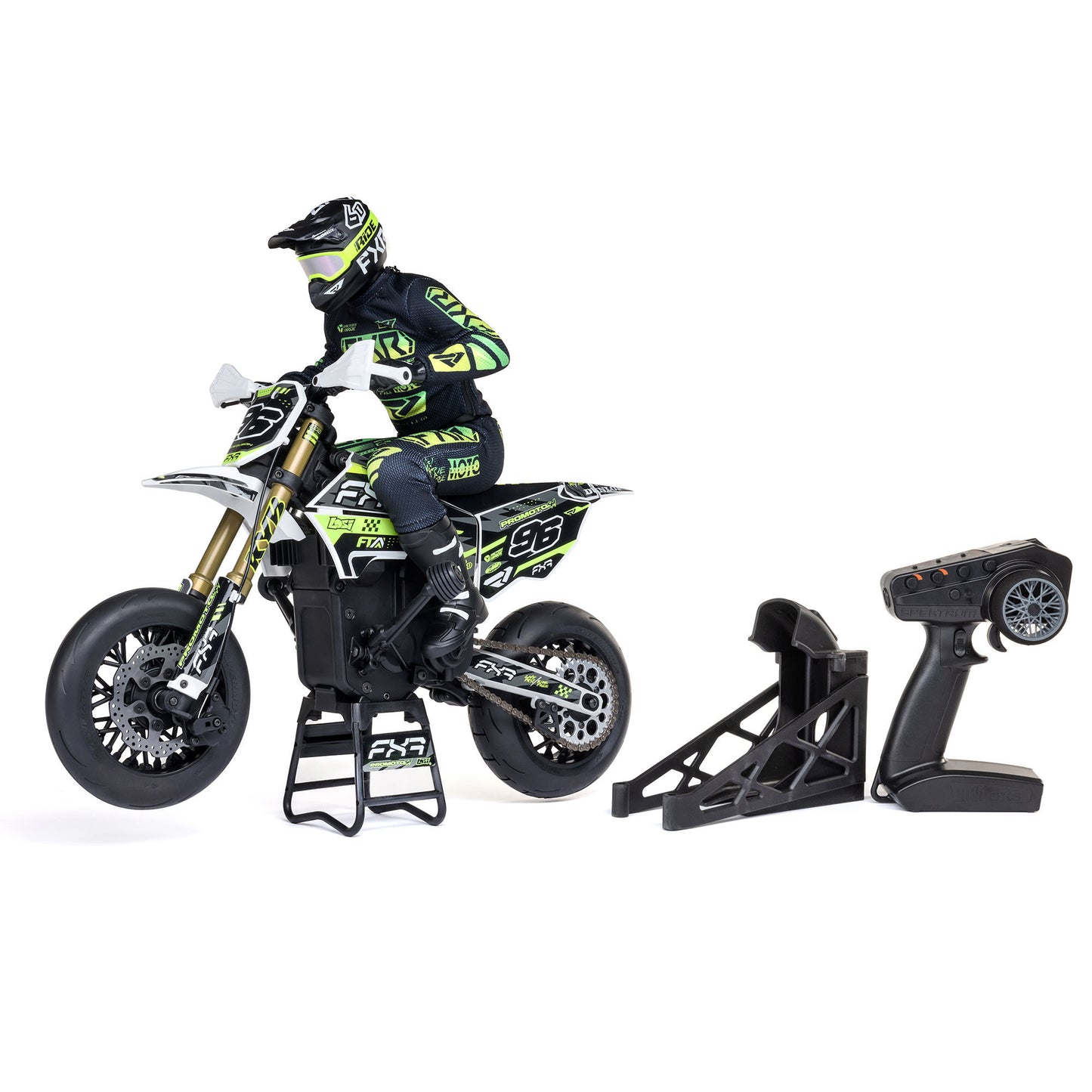 Losi Promoto-SM 1/4 Super Moto Motorcycle, FXR, White: RTR Basic
