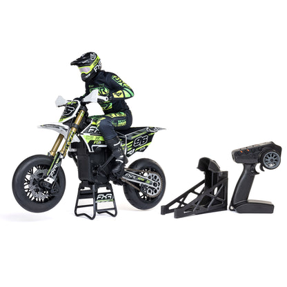 Losi Promoto-SM 1/4 Super Moto Motorcycle, FXR, White: RTR Basic