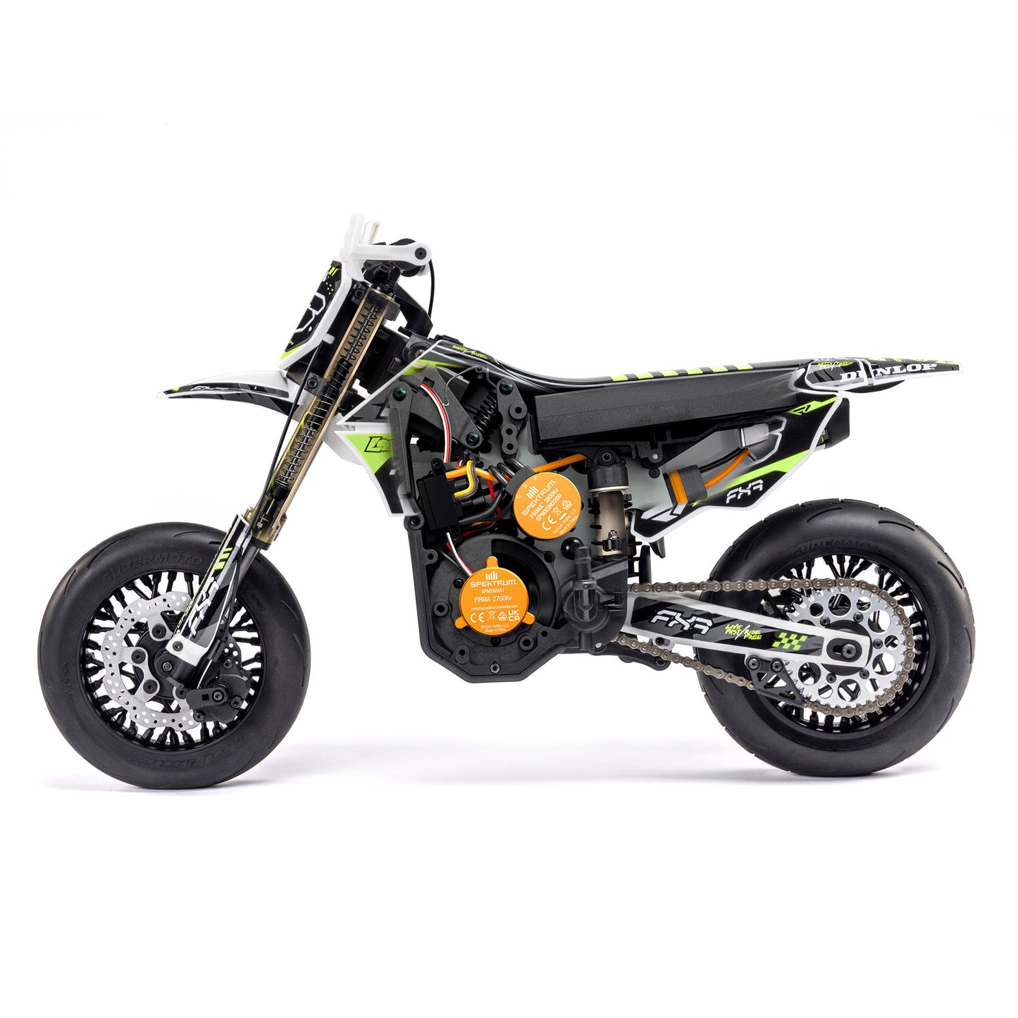 Losi Promoto-SM 1/4 Super Moto Motorcycle, FXR, White: RTR Basic