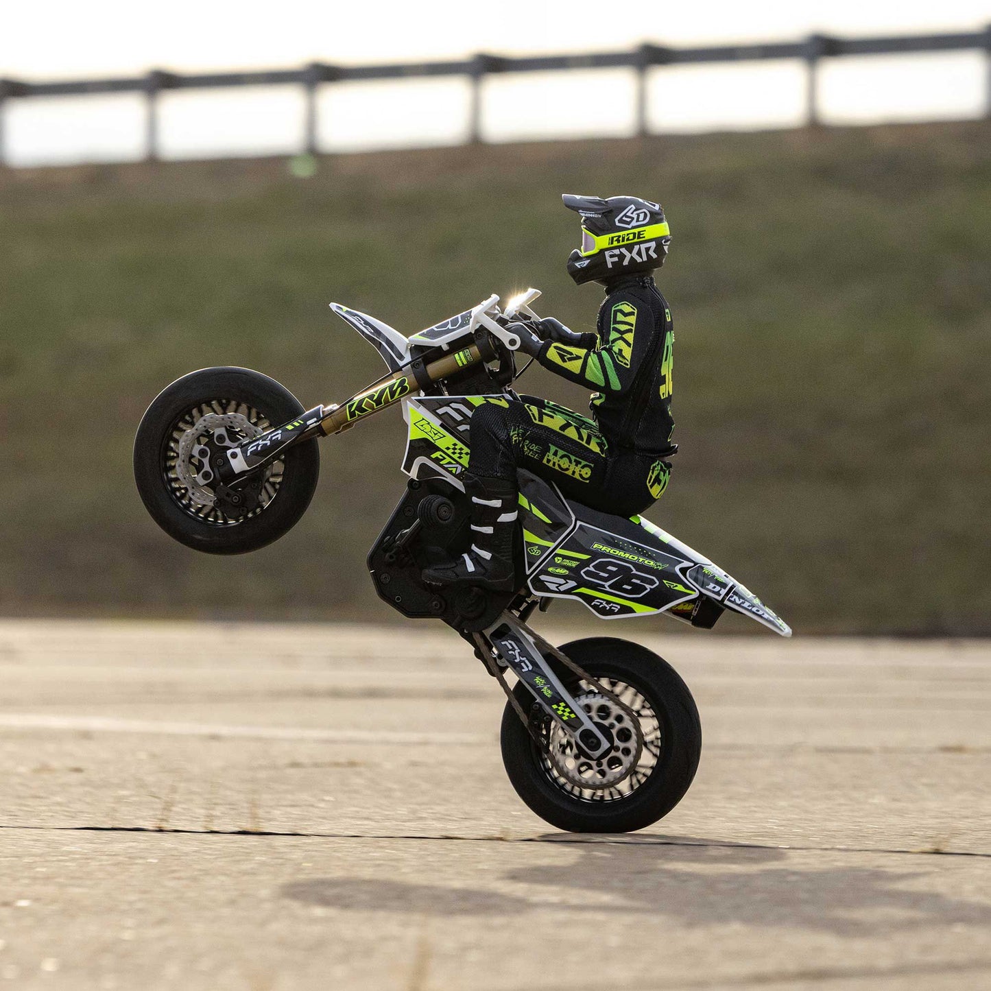 Losi Promoto-SM 1/4 Super Moto Motorcycle, FXR, White: RTR Basic