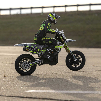 Losi Promoto-SM 1/4 Super Moto Motorcycle, FXR, White: RTR Basic