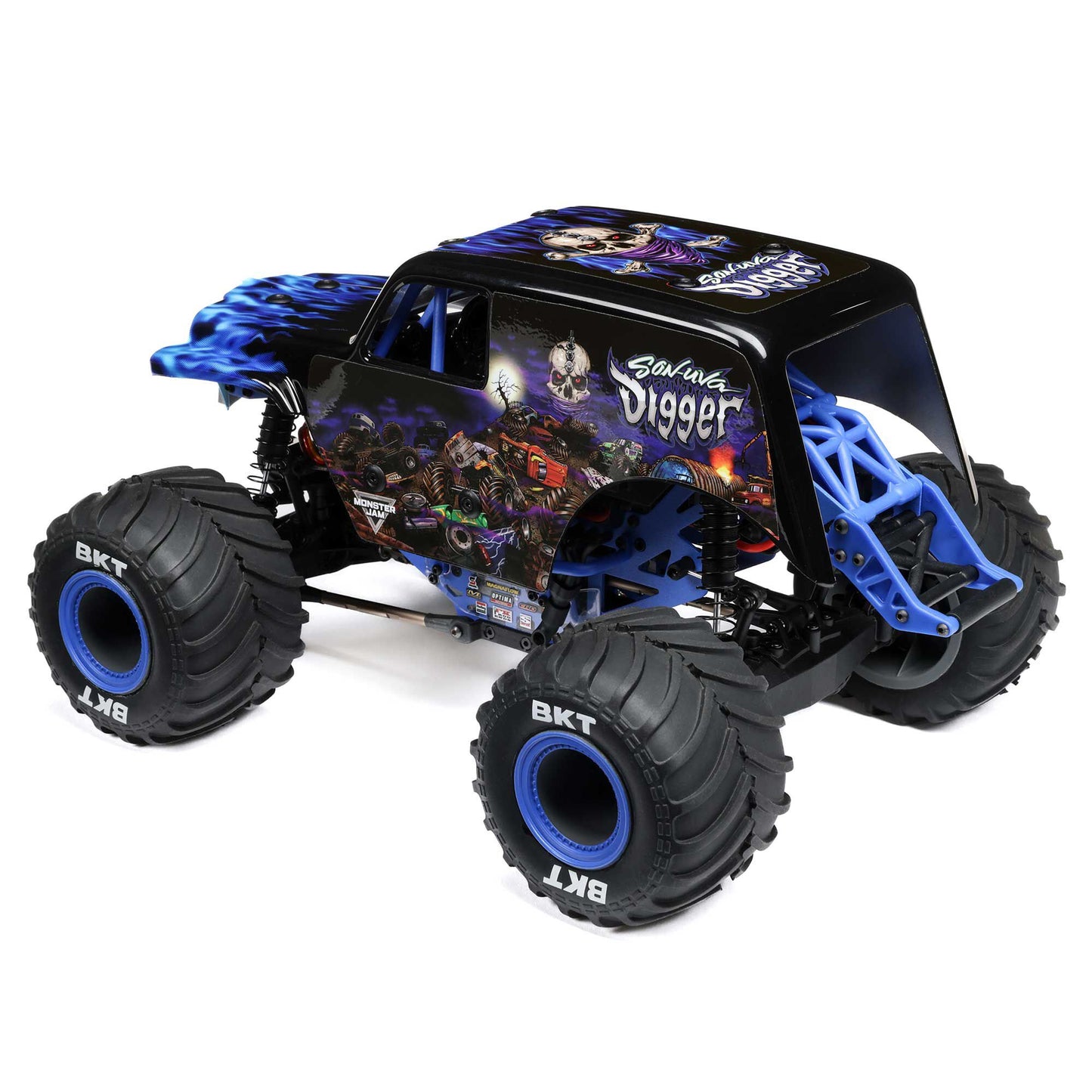 Losi 1/18 Mini LMT Son Uva Digger 2S 4X4 RTR Brushed Monster Truck (Battery & Charger Included), Blue