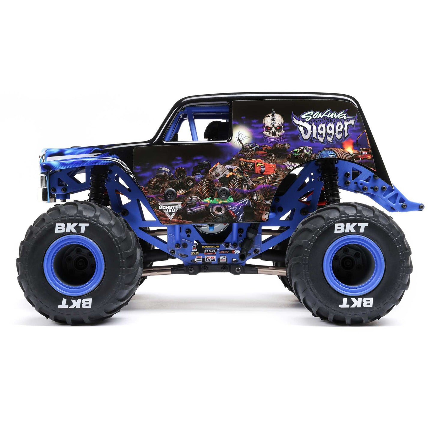 Losi 1/18 Mini LMT Son Uva Digger 2S 4X4 RTR Brushed Monster Truck (Battery & Charger Included), Blue