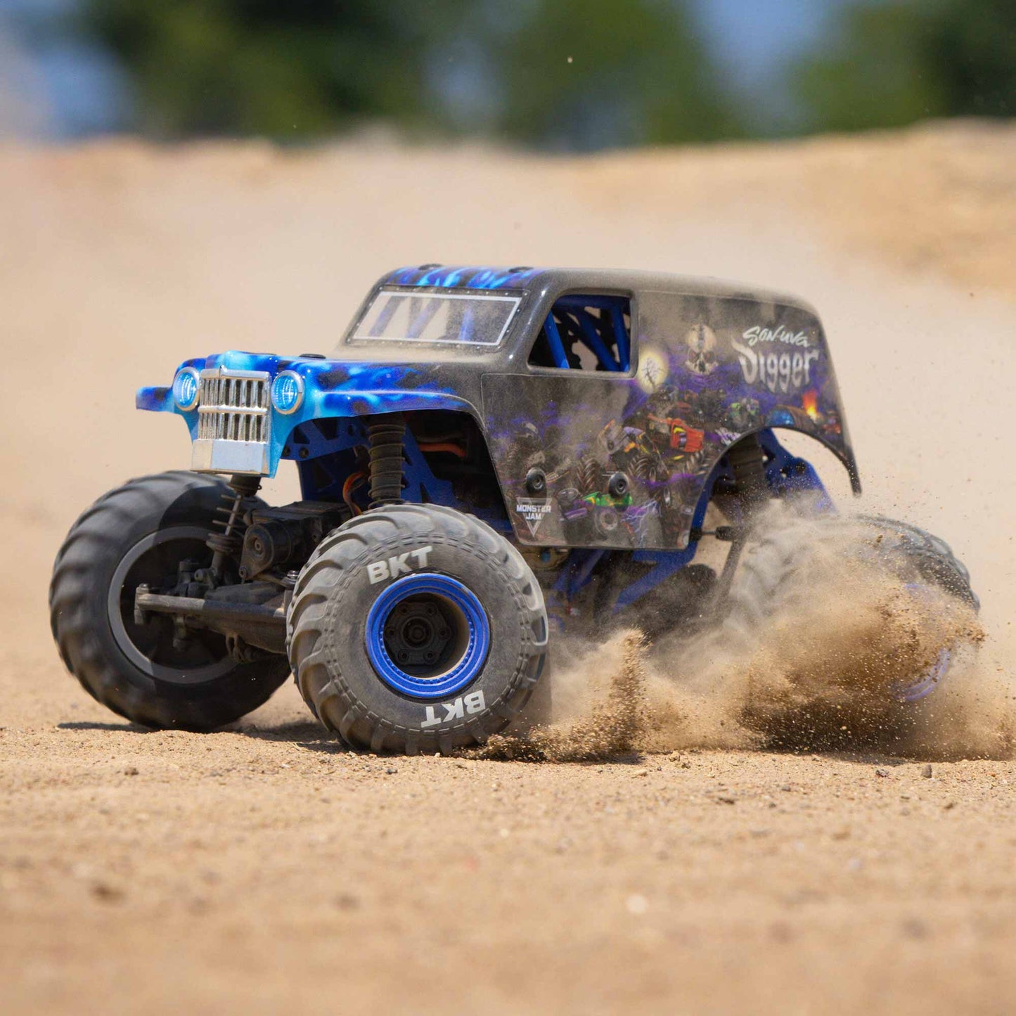 Losi 1/18 Mini LMT Son Uva Digger 2S 4X4 RTR Brushed Monster Truck (Battery & Charger Included), Blue