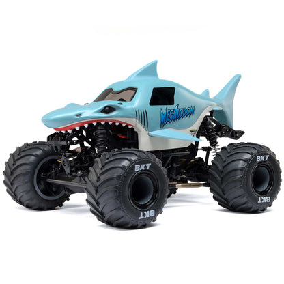 Losi Mini LMT Megalodon 2S 1/18 4X4 Monster Truck RTR Combo, Blue