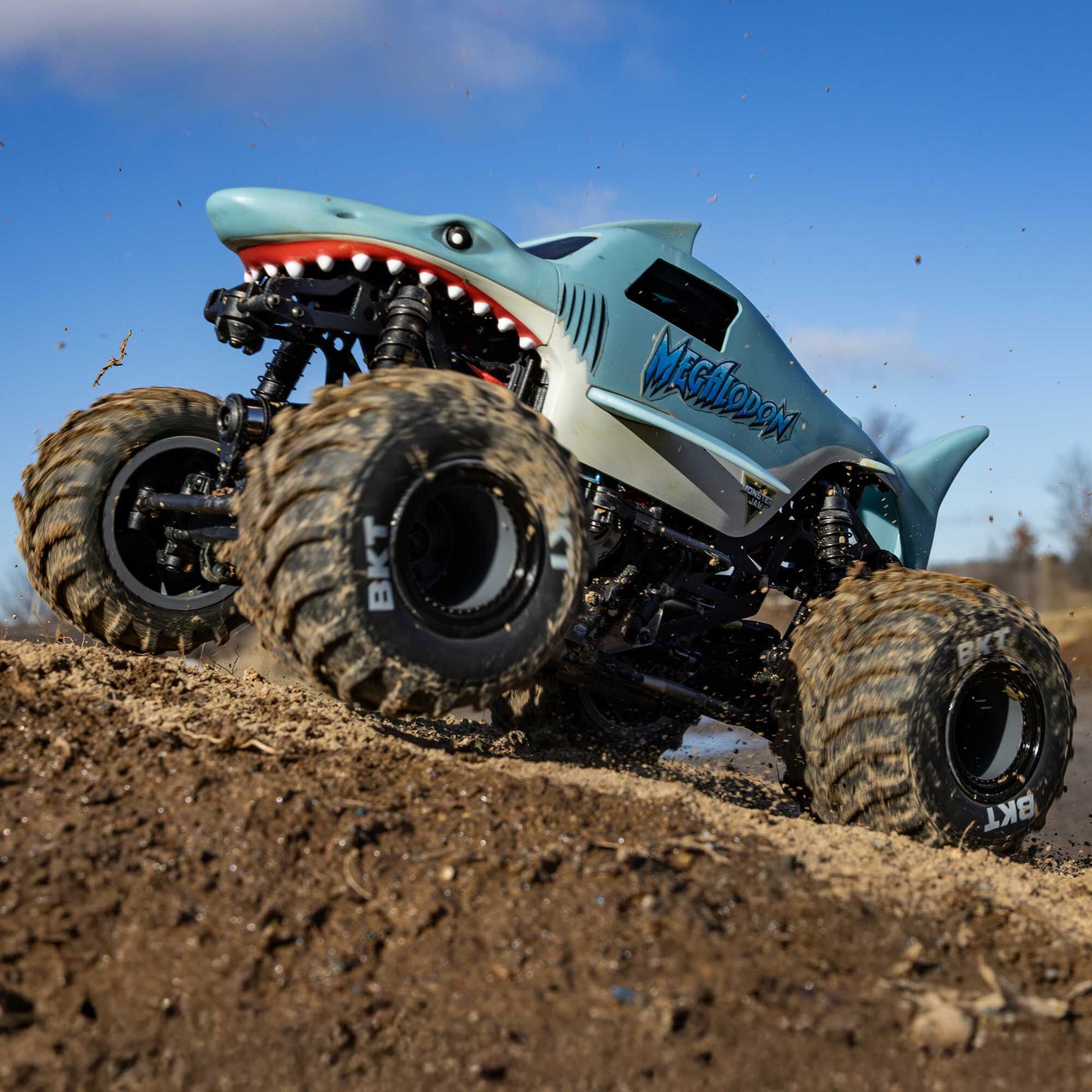 Losi Mini LMT Megalodon 2S 1/18 4X4 Monster Truck RTR Combo, Blue