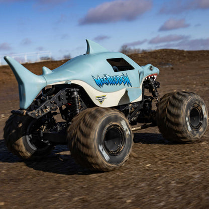 Losi Mini LMT Megalodon 2S 1/18 4X4 Monster Truck RTR Combo, Blue