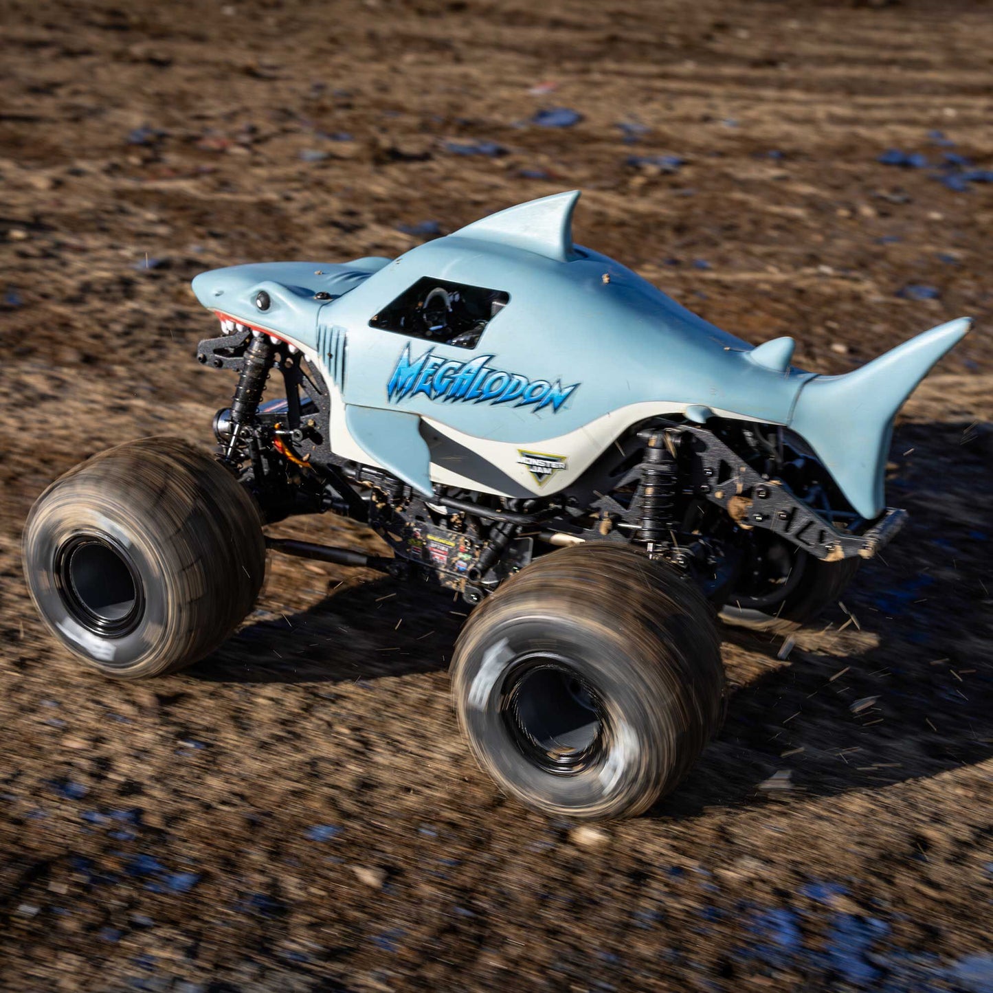 Losi Mini LMT Megalodon 2S 1/18 4X4 Monster Truck RTR Combo, Blue